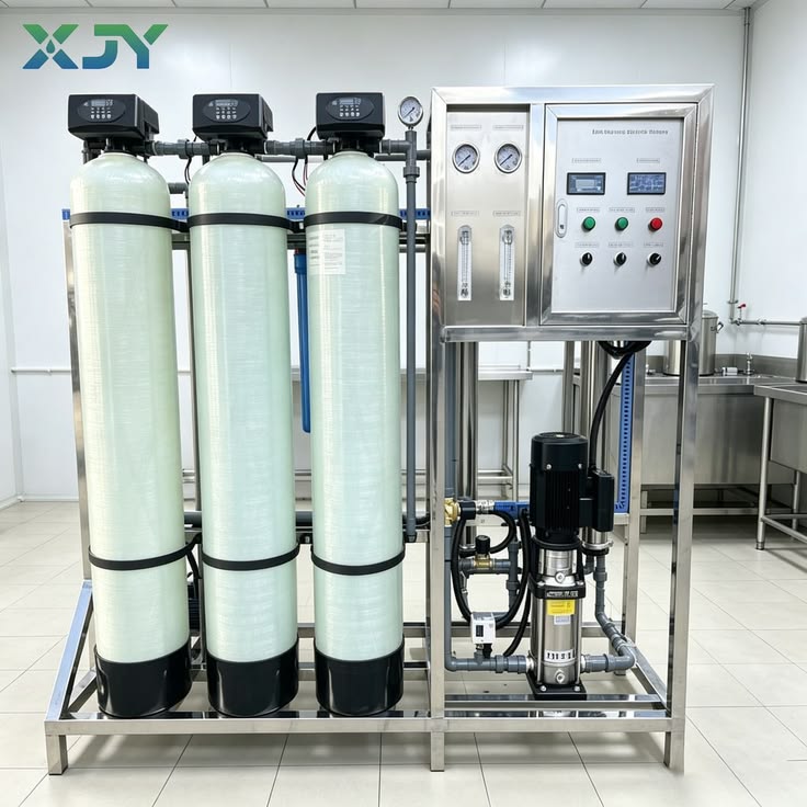 Water treatment professional installing equipment in a home